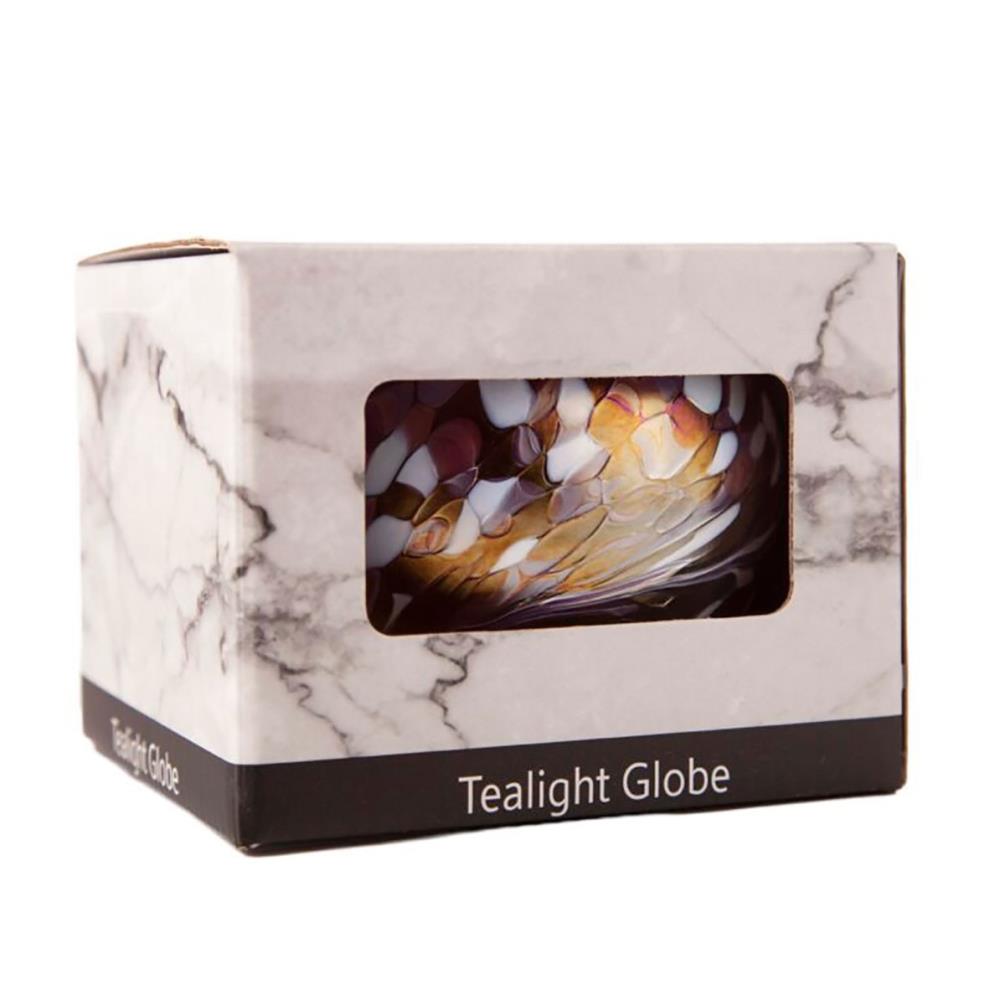 Amelia Art Glass White, Pink & Violet Round Tealight Holder Extra Image 1